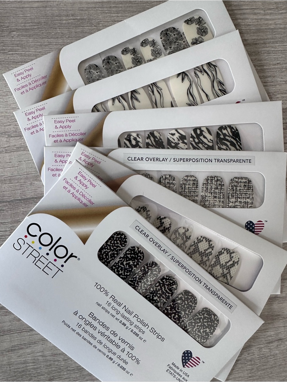 Color Street Nail Strips - BLACK & WHITE SET of 6